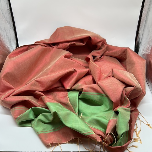 Handwoven Silk Scarf from Cambodia - Christmas Colors! - Picture 4 of 5